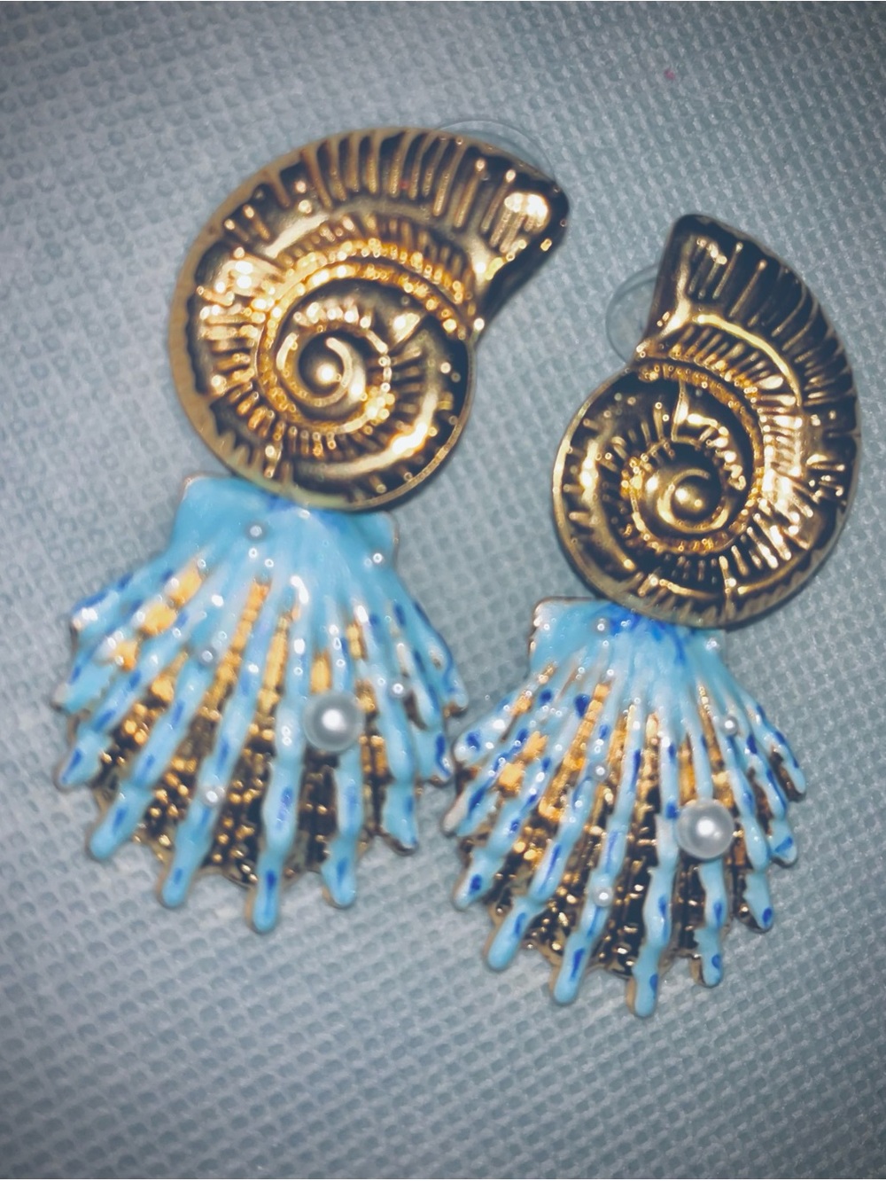 DANNIJO Gold and Light Blue Shell Drop Earrings NEW!
